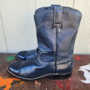 Cowtown Blue Leather Cowboy Boots